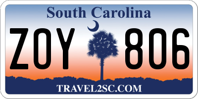 SC license plate ZOY806