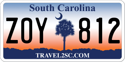 SC license plate ZOY812