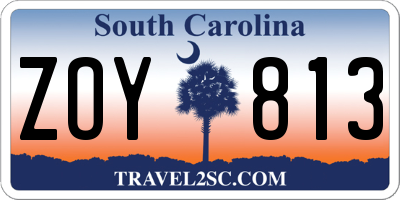 SC license plate ZOY813