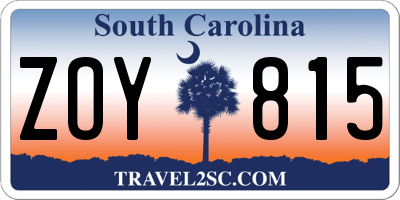 SC license plate ZOY815