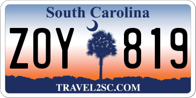 SC license plate ZOY819