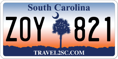 SC license plate ZOY821