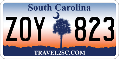 SC license plate ZOY823