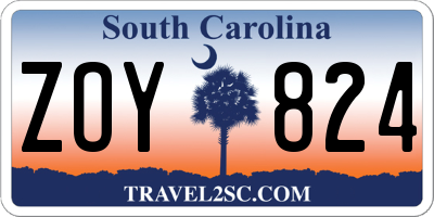SC license plate ZOY824