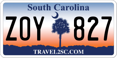 SC license plate ZOY827