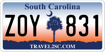 SC license plate ZOY831