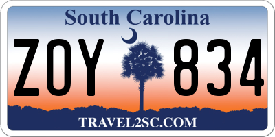 SC license plate ZOY834