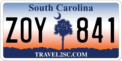 SC license plate ZOY841