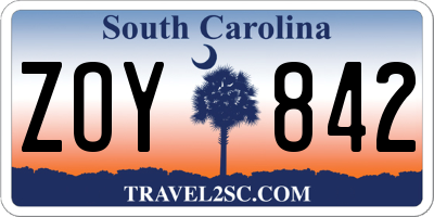 SC license plate ZOY842