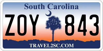 SC license plate ZOY843