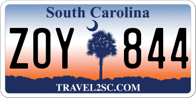 SC license plate ZOY844