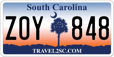 SC license plate ZOY848