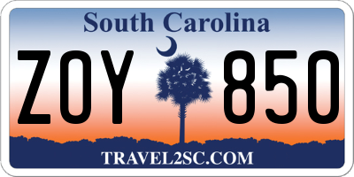 SC license plate ZOY850