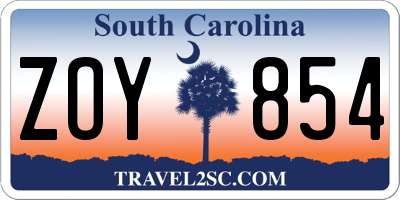 SC license plate ZOY854