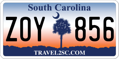 SC license plate ZOY856