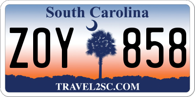 SC license plate ZOY858