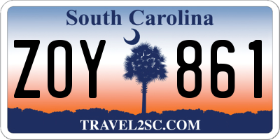 SC license plate ZOY861
