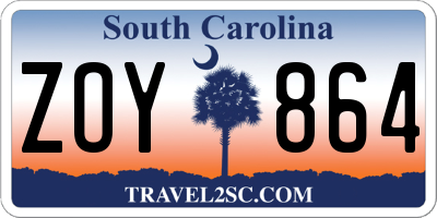 SC license plate ZOY864