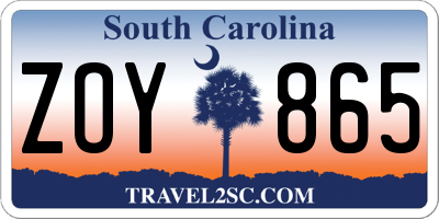 SC license plate ZOY865