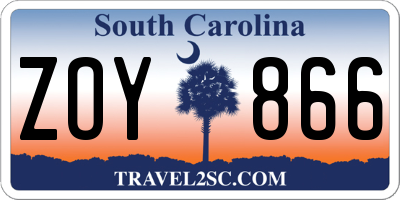 SC license plate ZOY866