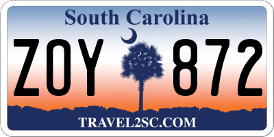 SC license plate ZOY872