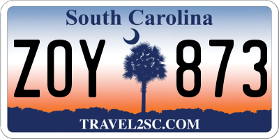 SC license plate ZOY873