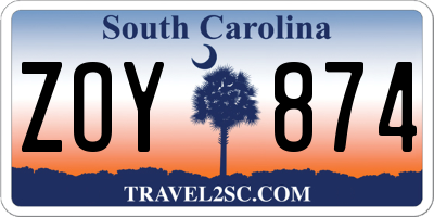 SC license plate ZOY874