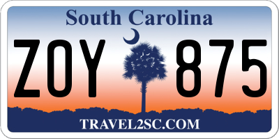 SC license plate ZOY875