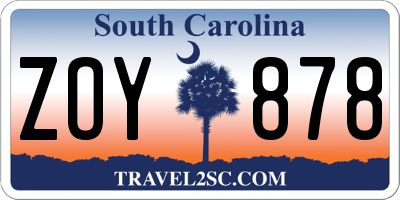 SC license plate ZOY878