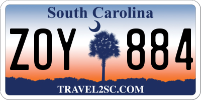SC license plate ZOY884