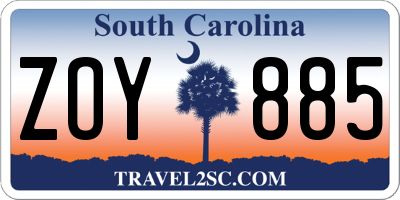 SC license plate ZOY885