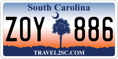 SC license plate ZOY886