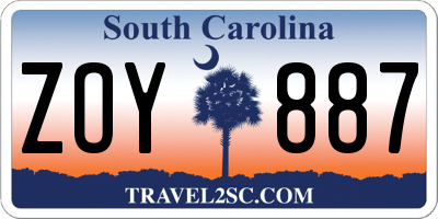 SC license plate ZOY887