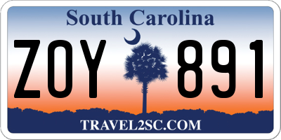 SC license plate ZOY891