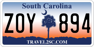 SC license plate ZOY894