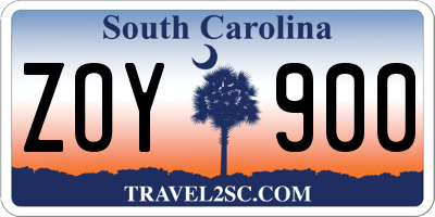 SC license plate ZOY900