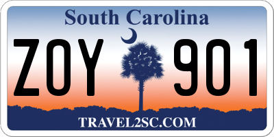 SC license plate ZOY901