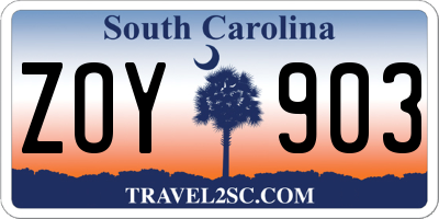 SC license plate ZOY903