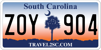 SC license plate ZOY904