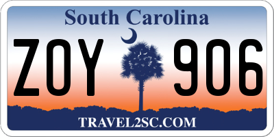 SC license plate ZOY906