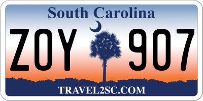 SC license plate ZOY907