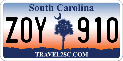 SC license plate ZOY910