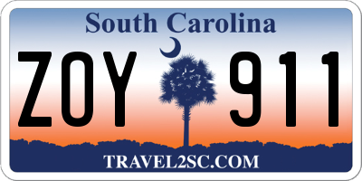SC license plate ZOY911