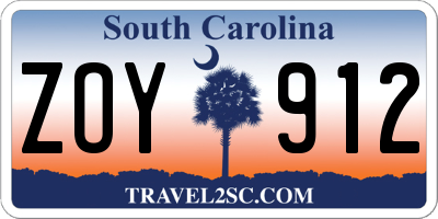 SC license plate ZOY912