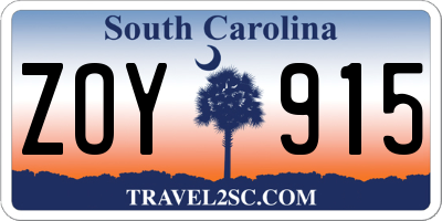 SC license plate ZOY915