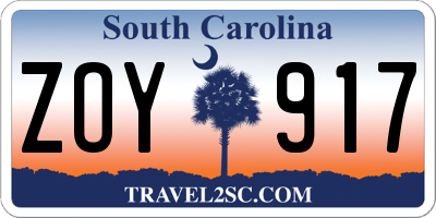 SC license plate ZOY917