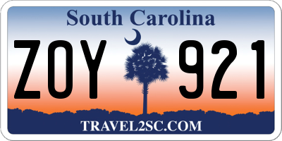 SC license plate ZOY921