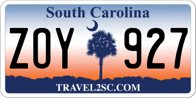 SC license plate ZOY927