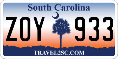 SC license plate ZOY933