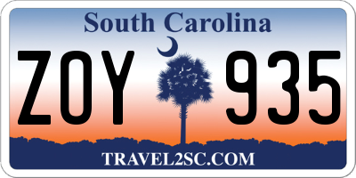 SC license plate ZOY935